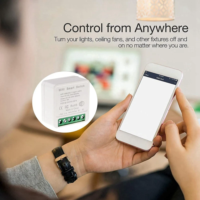 Mini Smart Wifi Relay Switch, DIY Timer Light Switch Module Smart Life/Tuya Application, Wireless Remote Control