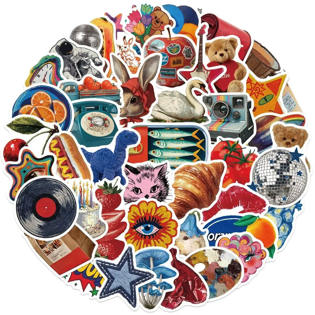 50 stuks Vintage YCK Esthetische Cartoon Graffiti Stickers Waterdichte Multi-Scène Decor Decals voor Gitaren LanLanStickersWorld Store