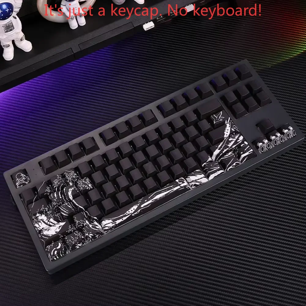 Translucent Mechanical Keyboard, Side Engraved Keycap Set, Translucent Personalized PBT, Painted, Cherry, 128 Keys