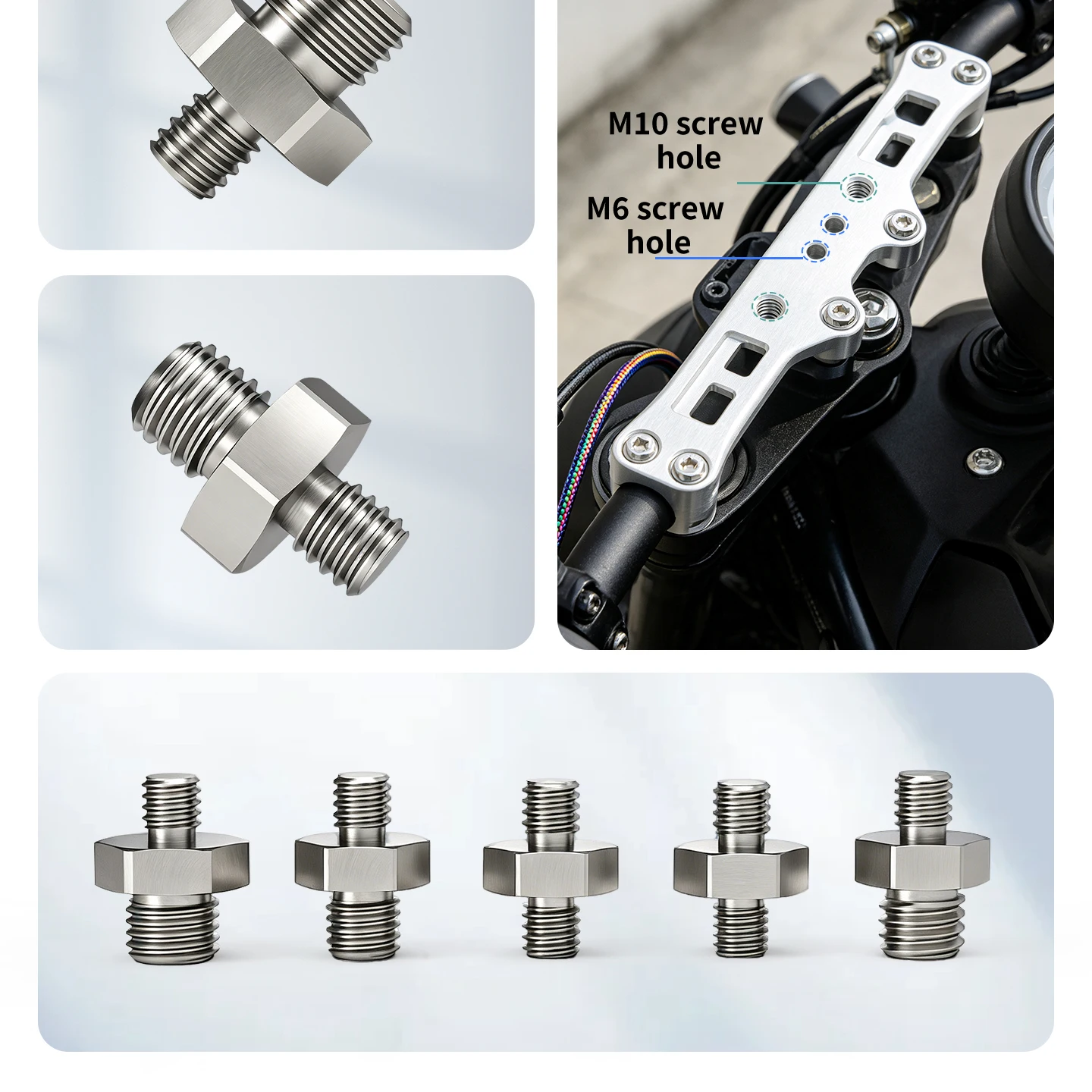 Premium Stainless Steel Male to Male Stud 1/4 3/8 M6 M8 M10 Camera Screw Adapter Hexagonal for Tripod Quick Release Plate Light