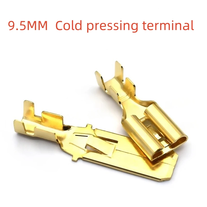 100PCS 9.5Mm Plug Spring Cold Pressing Terminal 9.5 Flat Barbed Terminal Connector, Can Be Connected to 4-6 Square Wires