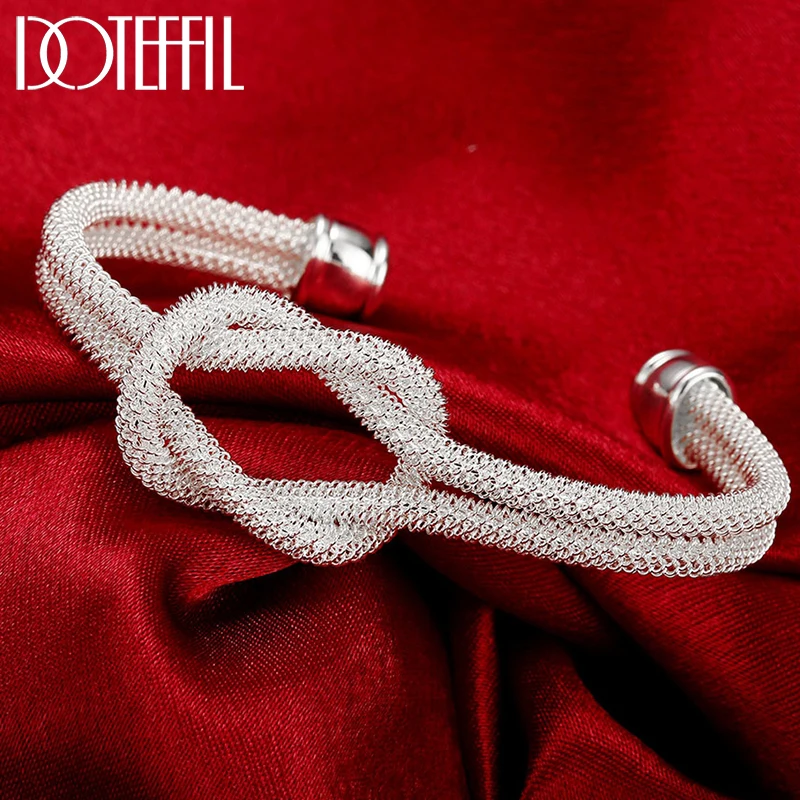 

DOTEFFIL 925 Sterling Silver Interwoven Web Bangle Bracelet For Woman Man Wedding Engagement Fashion Charm Party Jewelry