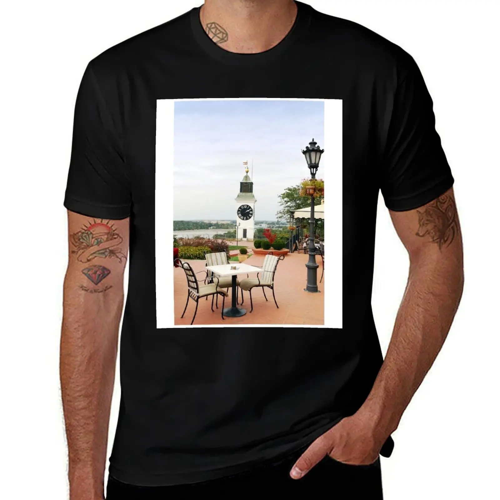 tower clock in Serbia old town Petrovaradin T-Shirt Mechanic Work Tee Shirt