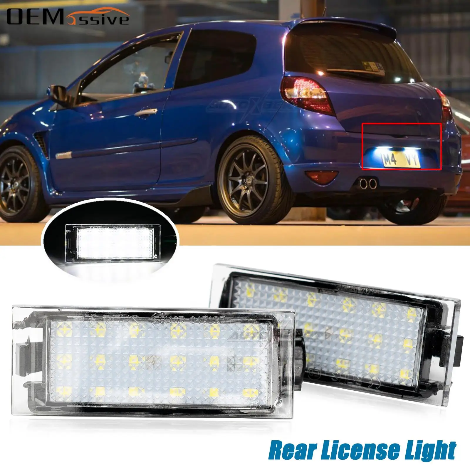 

2Pcs Car LED Number License Plate Light For Renault Megane 2 Clio 3 Laguna 2 Espace 4 Twingo Master Vel Satis White 18LED Lamp