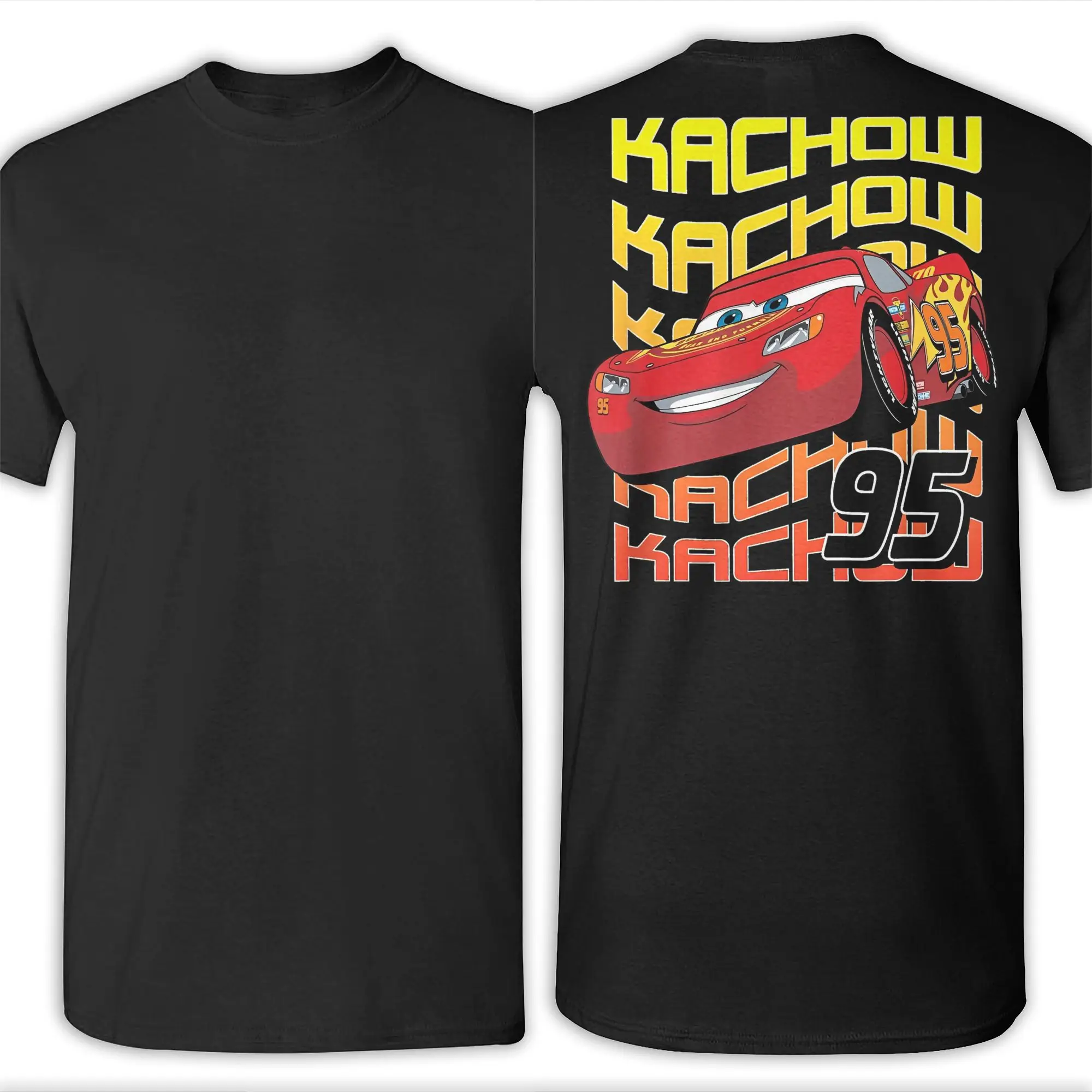 Lightning Cars Kachow 95 T Shirts Men Women's Cotton Humor McQueen  T-Shirts Crew Neck  Tee Shirt Short Sleeve Clothing Printed