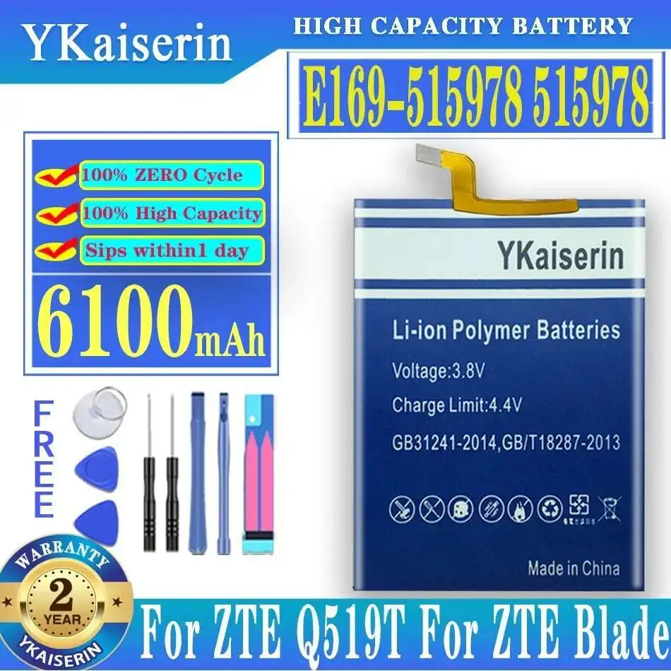 

Mobile Phone Battery Reliable Power 6100Mah Safe For Zte Q519T Blade X3 D2 A452 E169-515978 515978