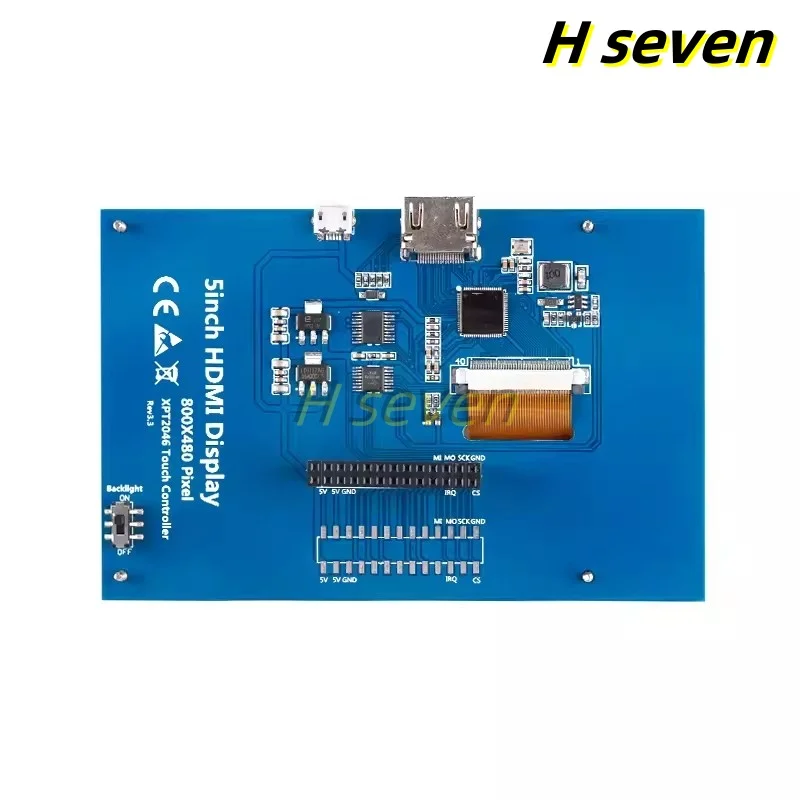 5 inch HDMI HD LCD Resistive Touch Screen Display Module 5" 800x480 with Raspberry Pi 4th/3nd Generation Adapter