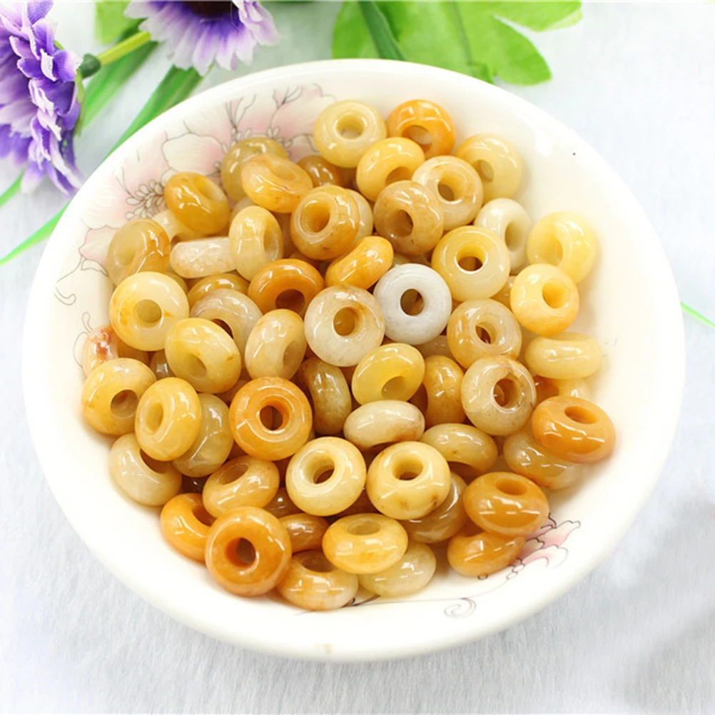 

20pcs Yellow Natural Stone Beads Round Loose Fit Diy Handmade Jewelry Making Craft Beads Charm Bracelet Necklace