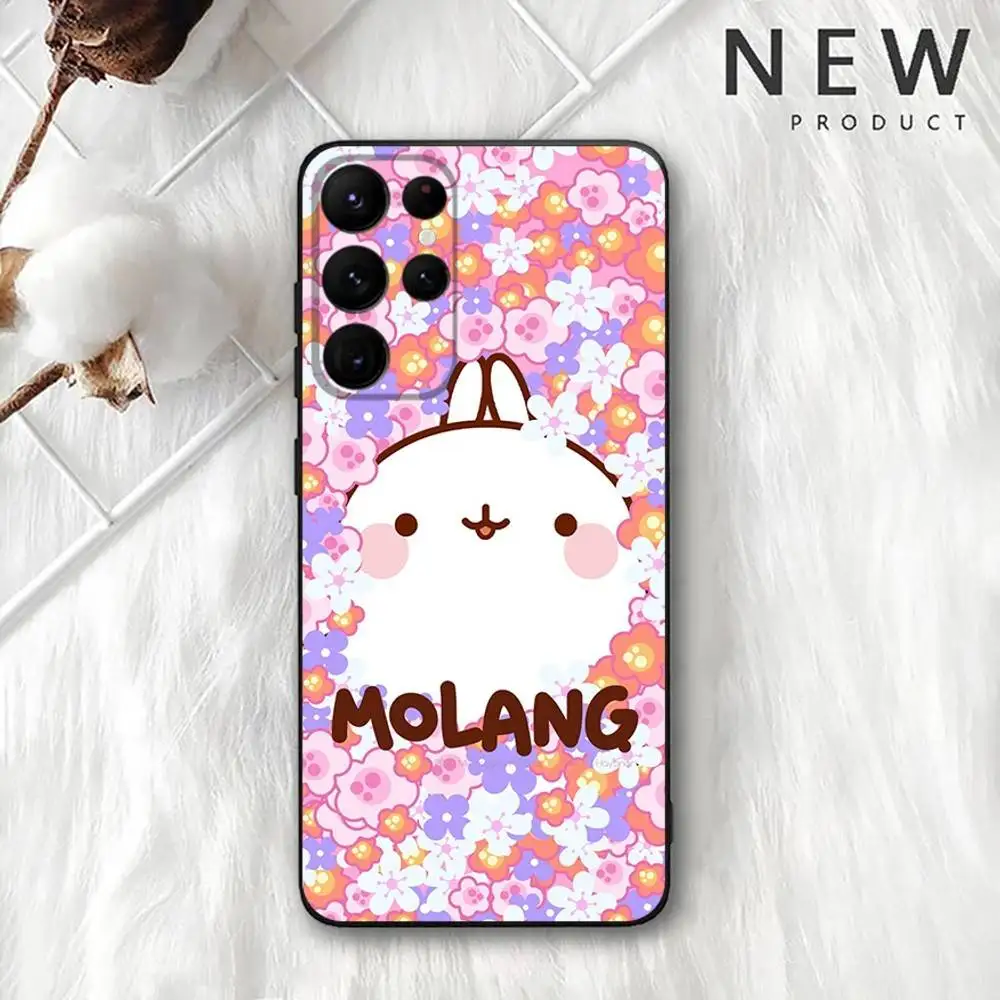 Funda de teléfono M-Molangs de dibujos animados para Samsung S 25,24,23,22,30,21,10,9,Ultra,Plus,Lite,FE,4,5G, funda blanda negra