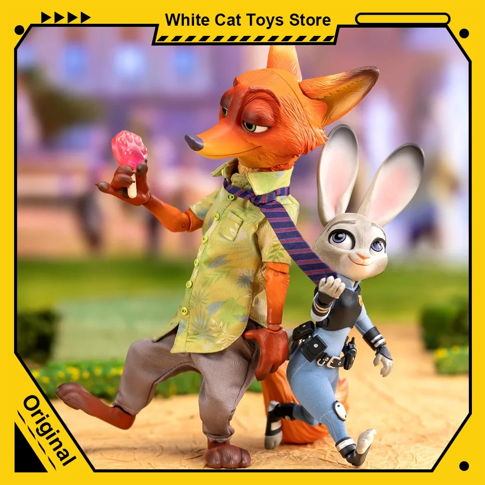 

GONG Zootopia Cartoon Action Figure Rabbit Judy Fox Mr. Nick Anime Figurine Joint Movable Model Collection Toy Desktop Decor