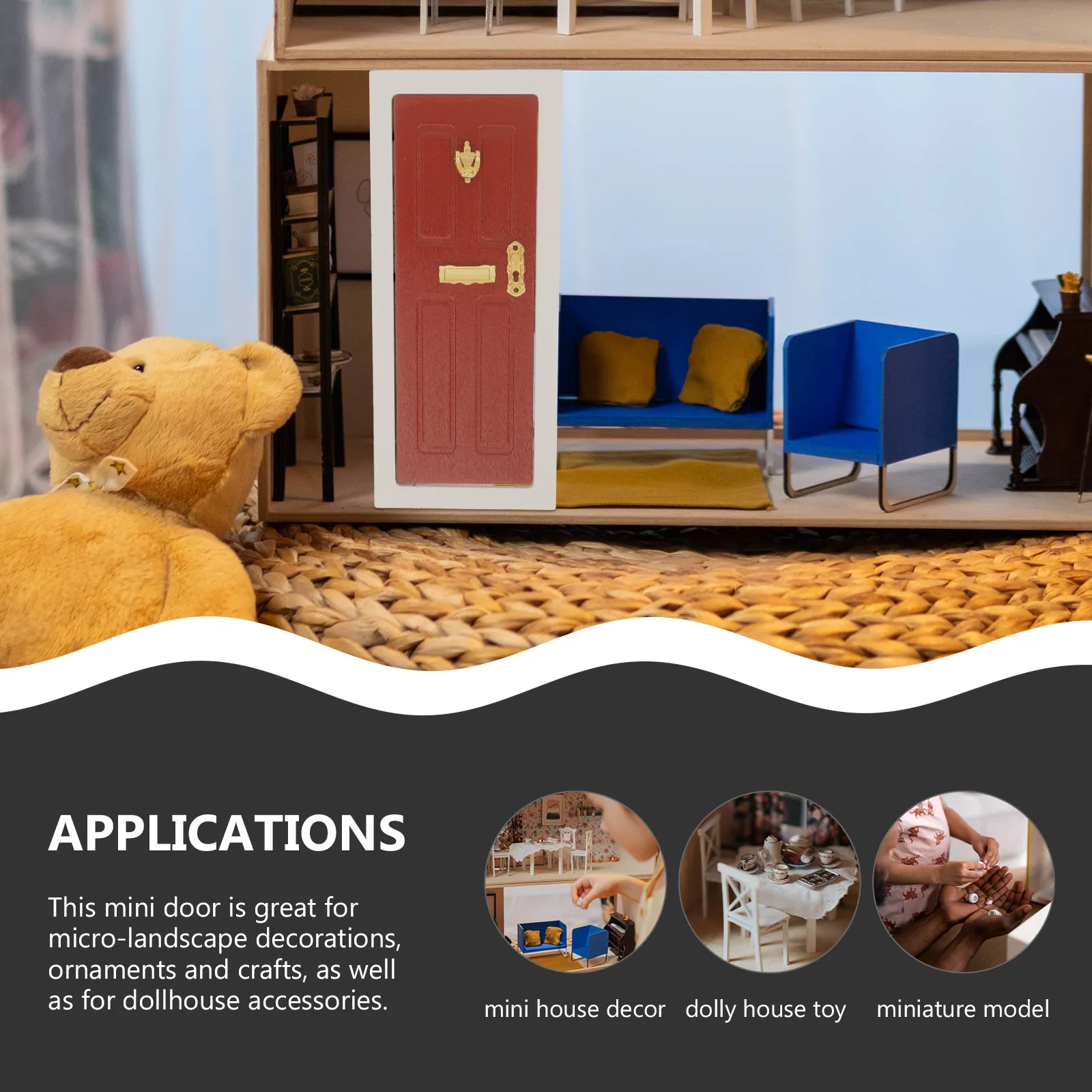 

Decorative Mini Door Mini House Supplies Premium Wood Alloy Material Safe to Use Exquisite Wooden Doors for DIY