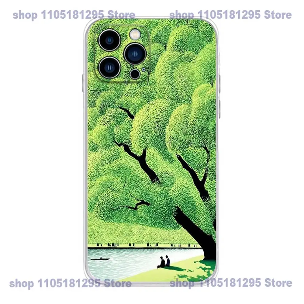 Green Green Tree Phone Case For iPhone 17,16,15,14,13,12,11 X,Plus,Pro,Max,XR,Plus,E,Mini Transparent Soft Cover