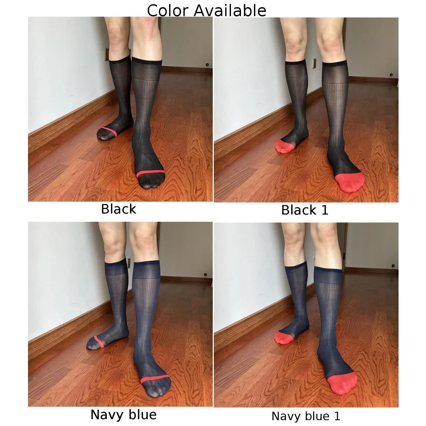 Comfy Fashion Mens Socks Stockings Traceless Ultra-thin Socks Wide Thin Striped Breathable Business Dress Tube