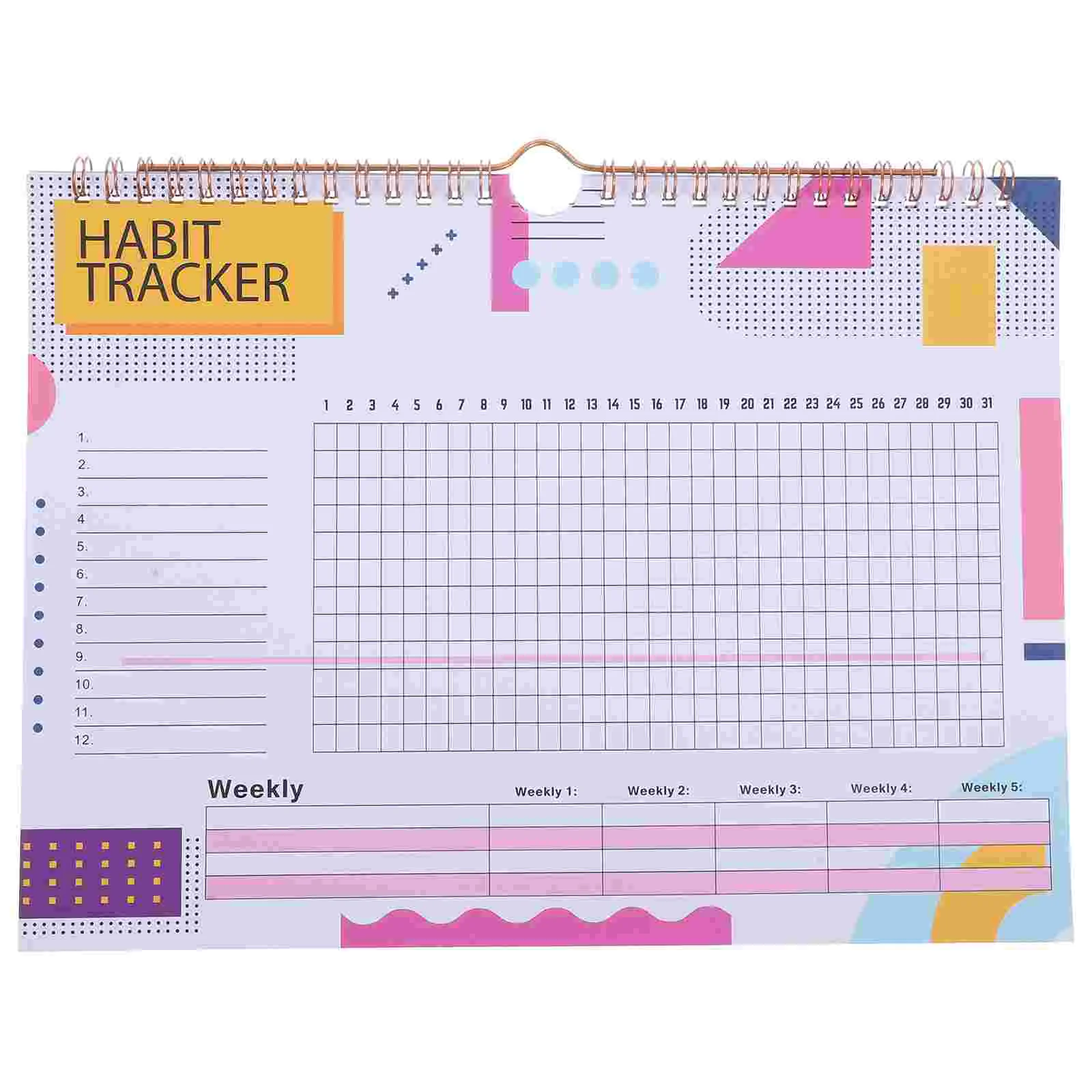 Record Planner Workout Journal Calendar Weekly Undated Habit Tracker Notepad Daily Goal Calendars