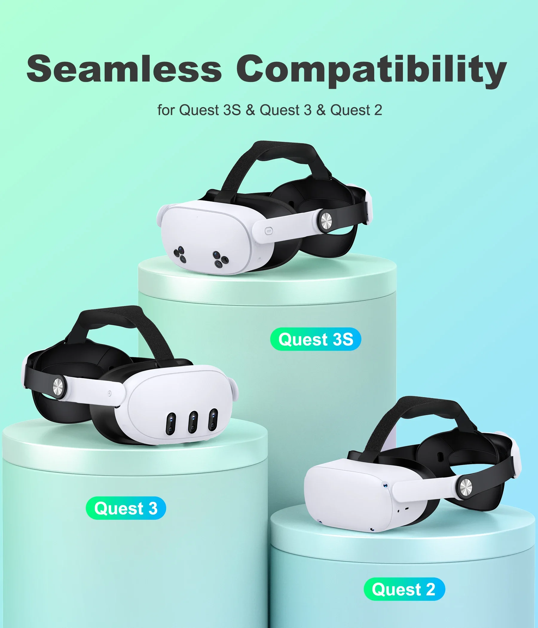 BEBONCOOL MQ5000 para Meta Quest 3S/Quest 3/Quest 2 Alça de cabeça para Elite Strap VR Headset Strap Pressure Game