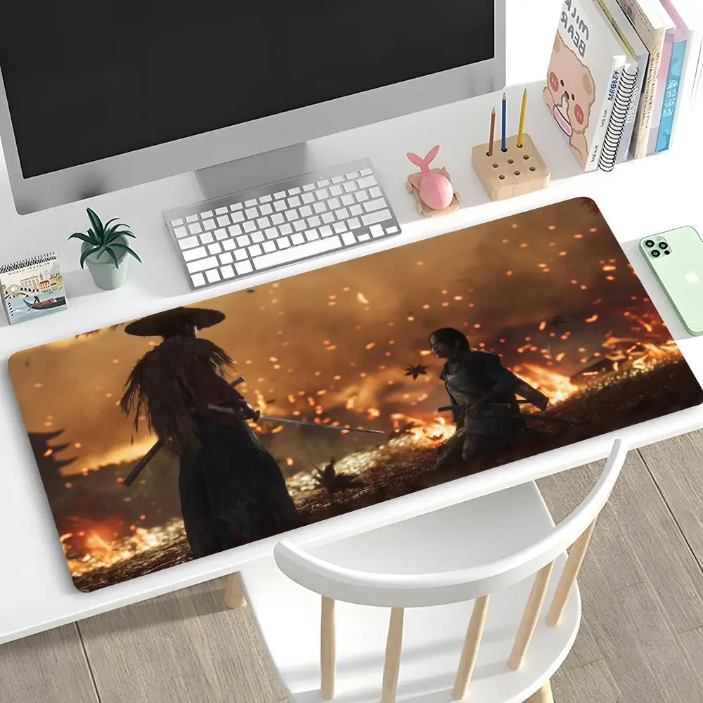 

G-Ghost of T-Tsushima Mouse Pad Desk Mouse Pad Cute HD Desk Pad Extended Gaming Keyboard Mats Large XXL Gamer Mousepad 90x40