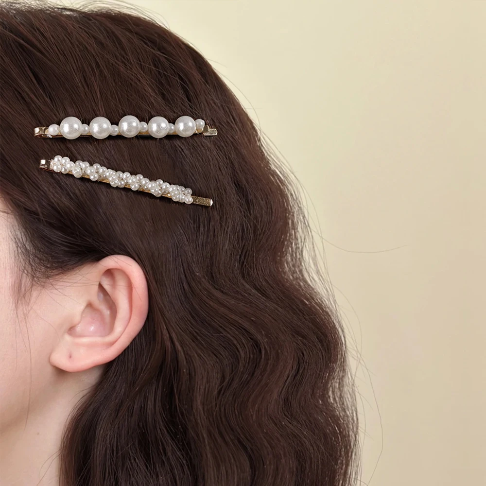 Pearl Geometric Flower Pearl Hair Clip Pin for Women Hairpins Fashion Acrylic Barrettes Hairgrips Hair Accessories Girls Jewelry