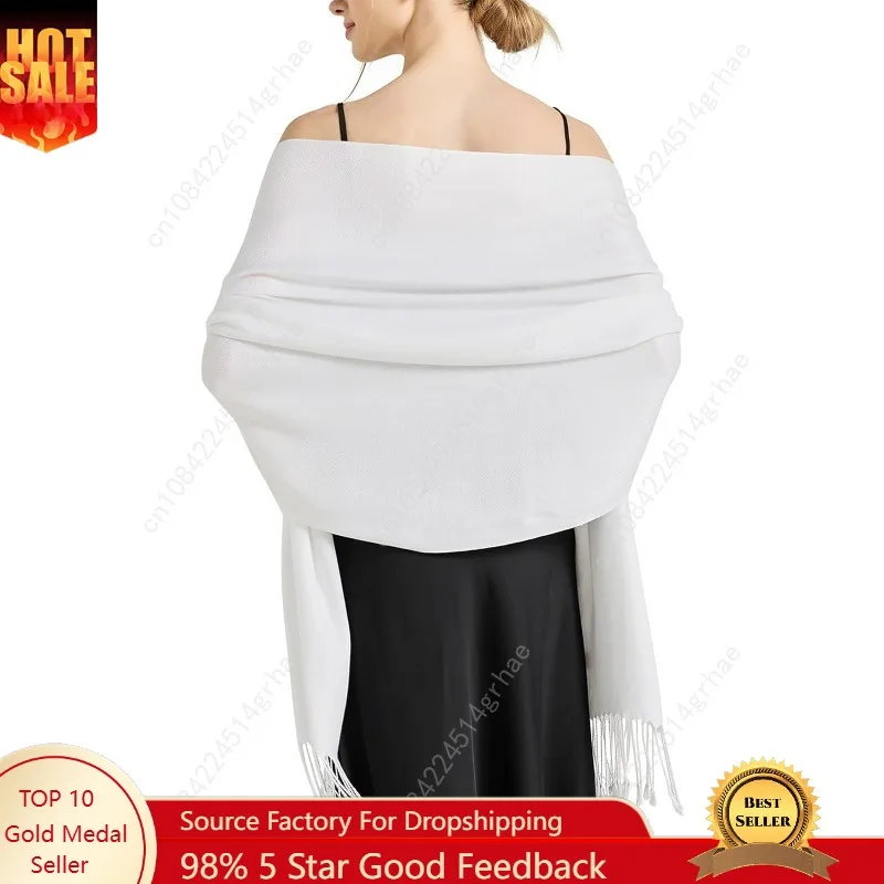 

Soft Silky Pashmina Shawl Wraps Solid Colors Scarf for Wedding Evening Dresses