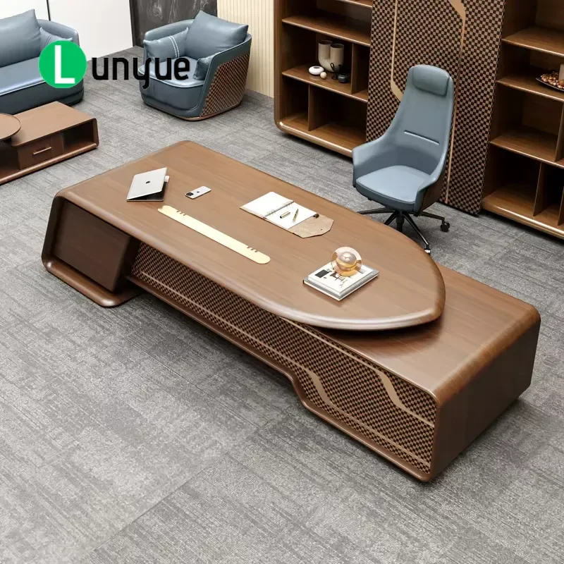 Custom 2.4M Modern Eco-Friendly Executive Grade MDF Wooden Table with Cabinets for Office Home Workspace