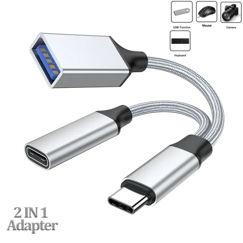 Mobile Phone Adapter Cable USB 3.1 Female Splitter USB C to USB A Type C PD 15W Fast Charger For iPhone 15Huawei Samsung MacBook