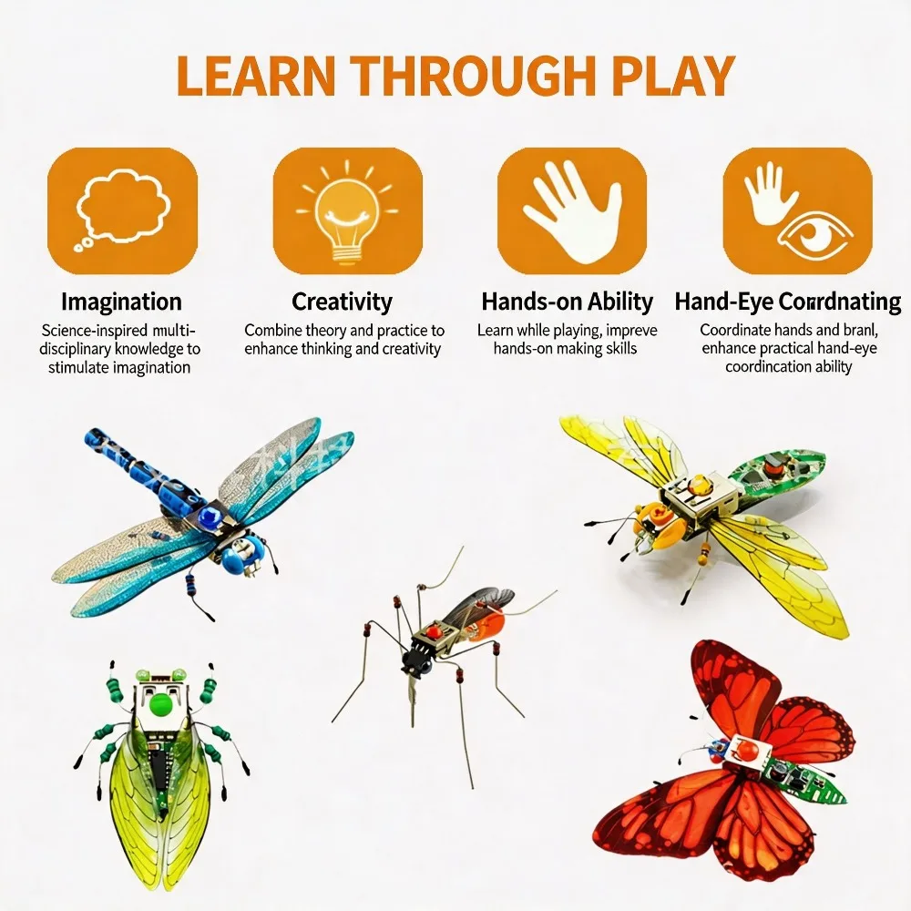 Simulated Dragonfly &Insects Electronic Model, Science Experiment Material, Physics Educational Toy for Invention Projects