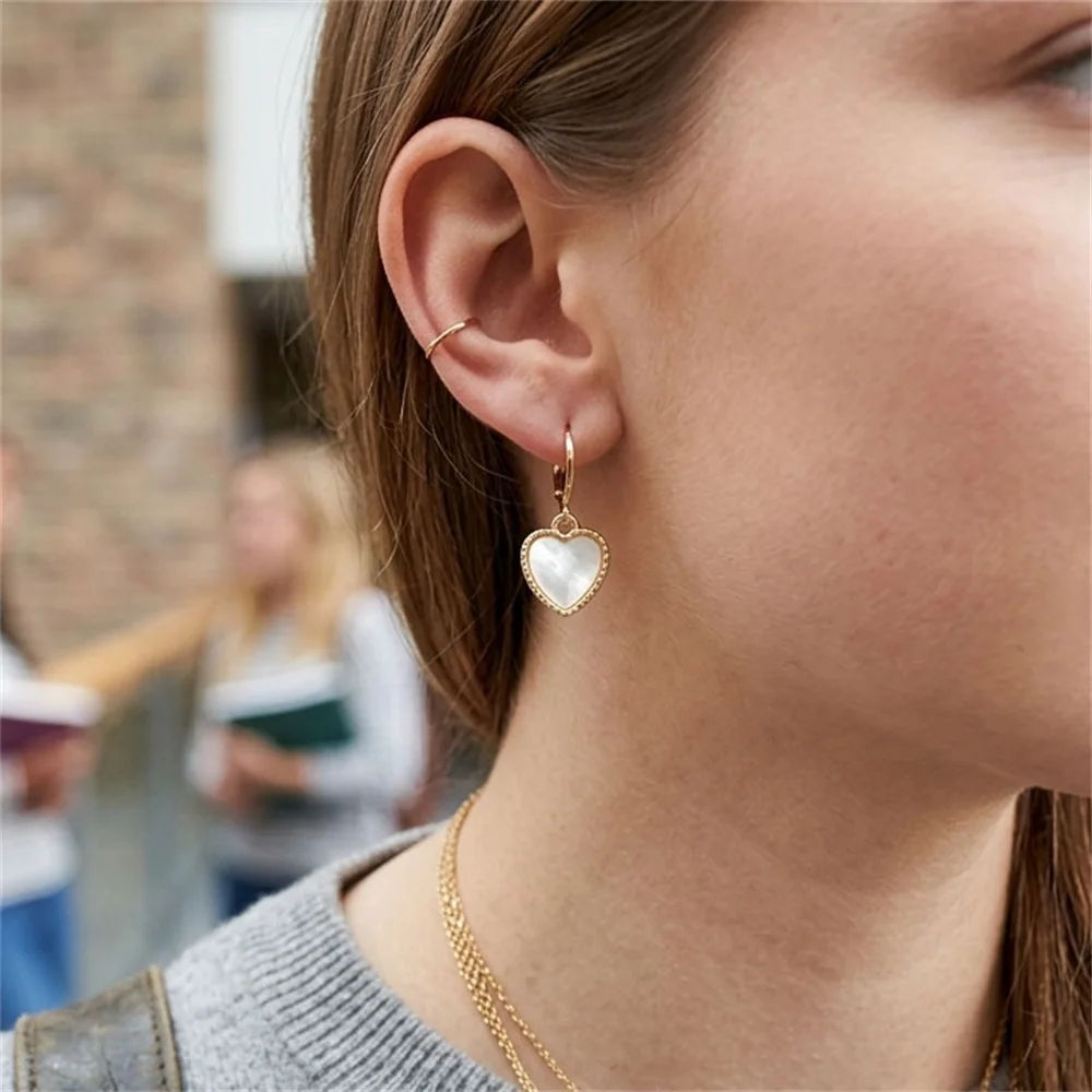 Ivory Heart Shape Acrylic Dangle Earrings for Women Gold Tone Minimalist Drop Earrings Fashion Jewelry Daily Wear Valentine'