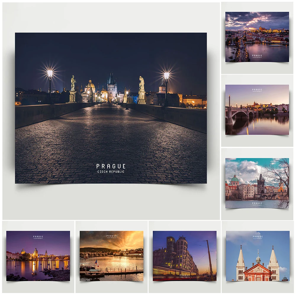 Prague Urban Architecture Landscape Art Poster Czech Republic Capital Photography Wall Art Print City Streetscape Canvas Print