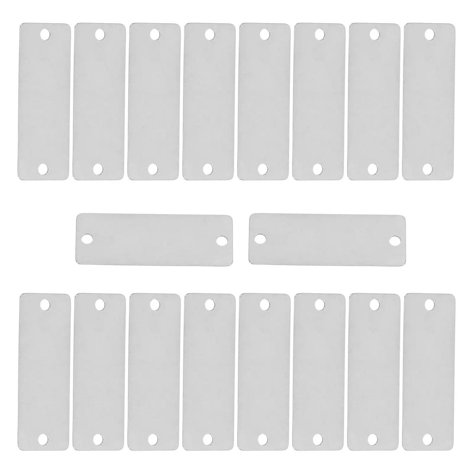 20Pcs Stainless Steel Blank Tags Dual Hole Rectangular Metal Stamping Blanks for Pet Id Jewelry Engraving Crafting Retail Label