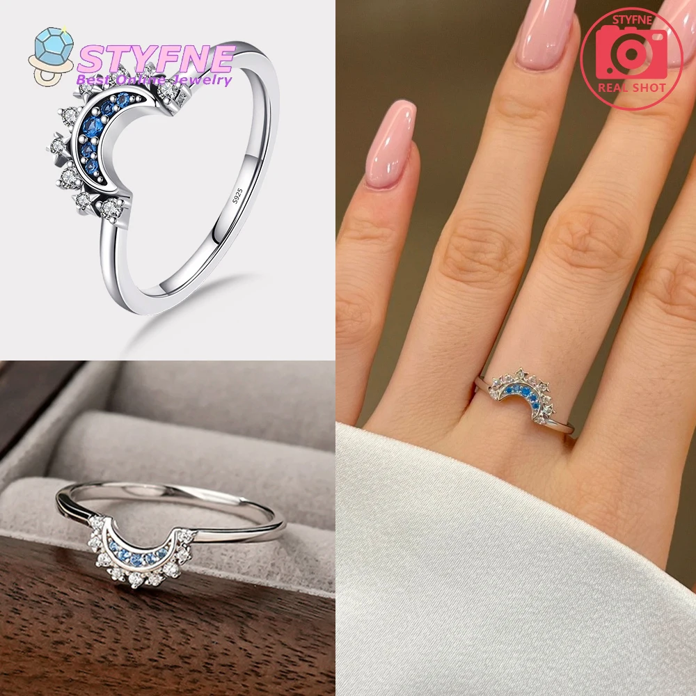 Anelli in argento Sterling 925 per le donne anello di fidanzamento con testa scintillante anello di fiori anelli margherita regalo di gioielli originali per Festival