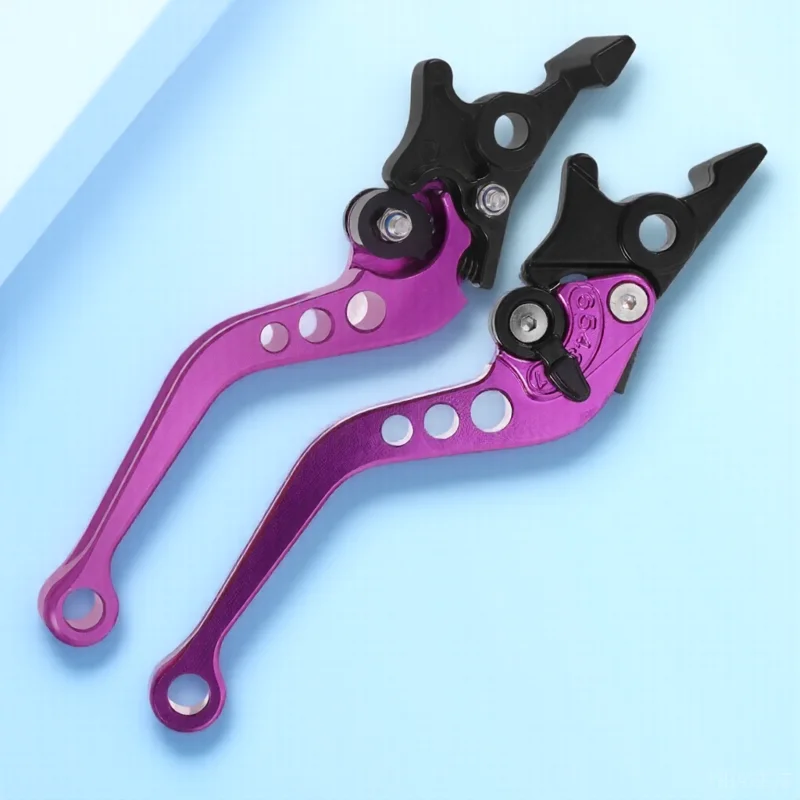 

2Pcs Motorcycle Brake Lever CNC Machined Purple Adjustable Replacement Handlebars Clutch Levers ATV Compatibility