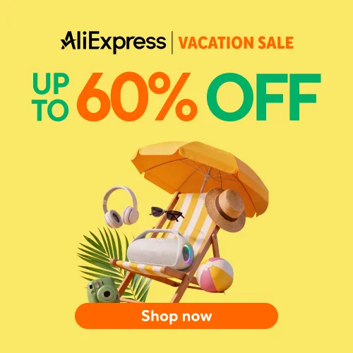 AliExpress Vacation Sale square banner