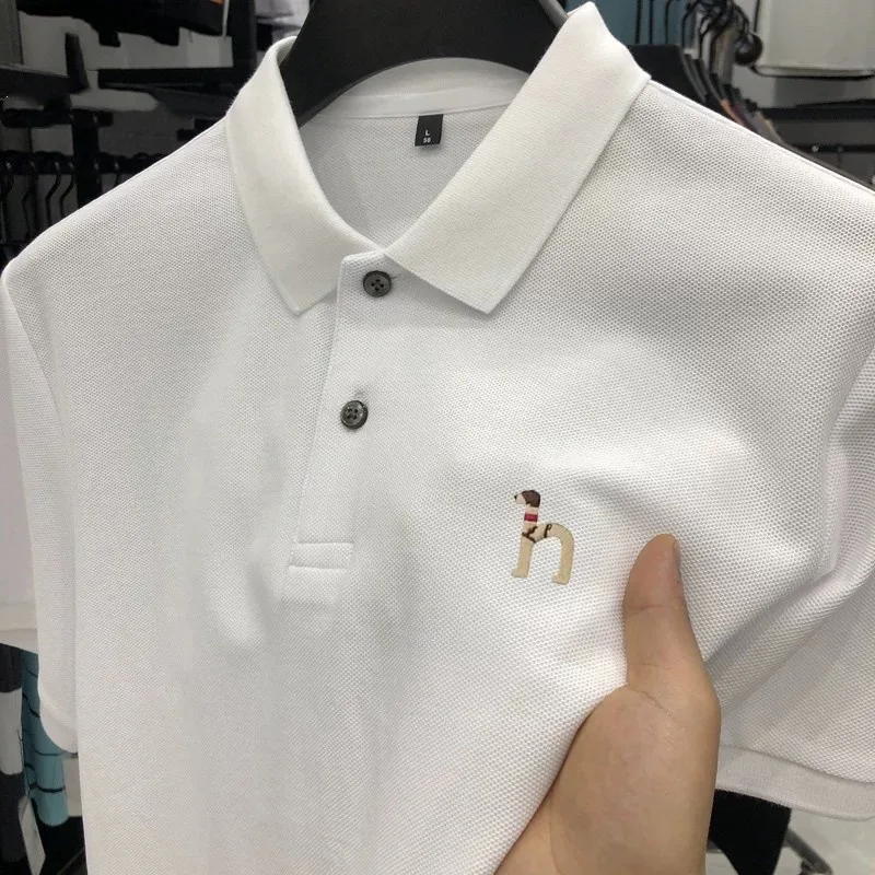 

Роскошные бренды изысканные щенки вышивка POLO рубашка 100% хлопок мужские короткие рукава летняя мода новые рекреационные Перевернутый воротник футболки