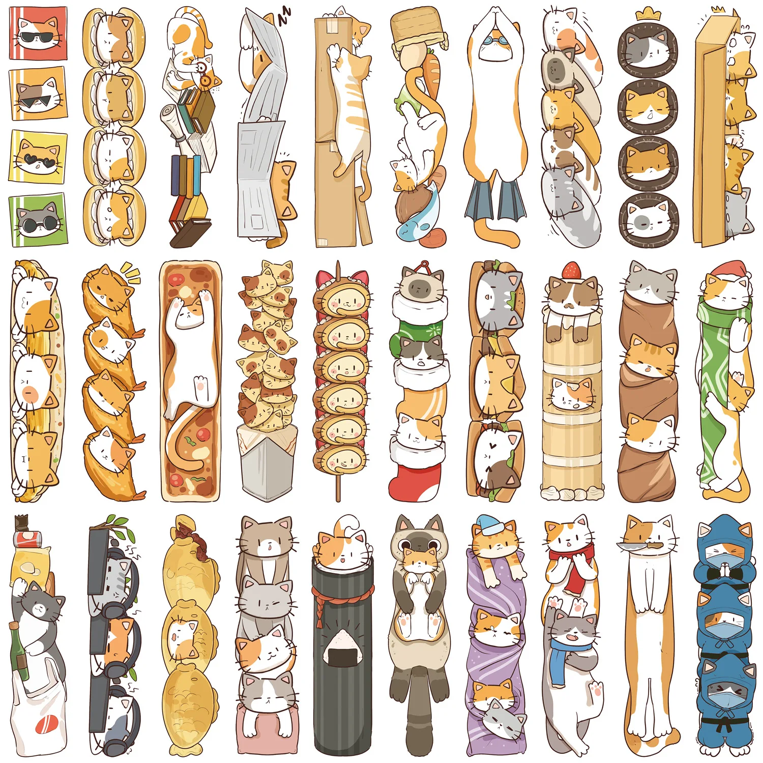 30Pcs/Set Kawaii Cat Paper Bookmarks, Cute Cartoon Animal Book Marks with Glasses, Bookmarkers for Kids Girls Book Lovers Gift