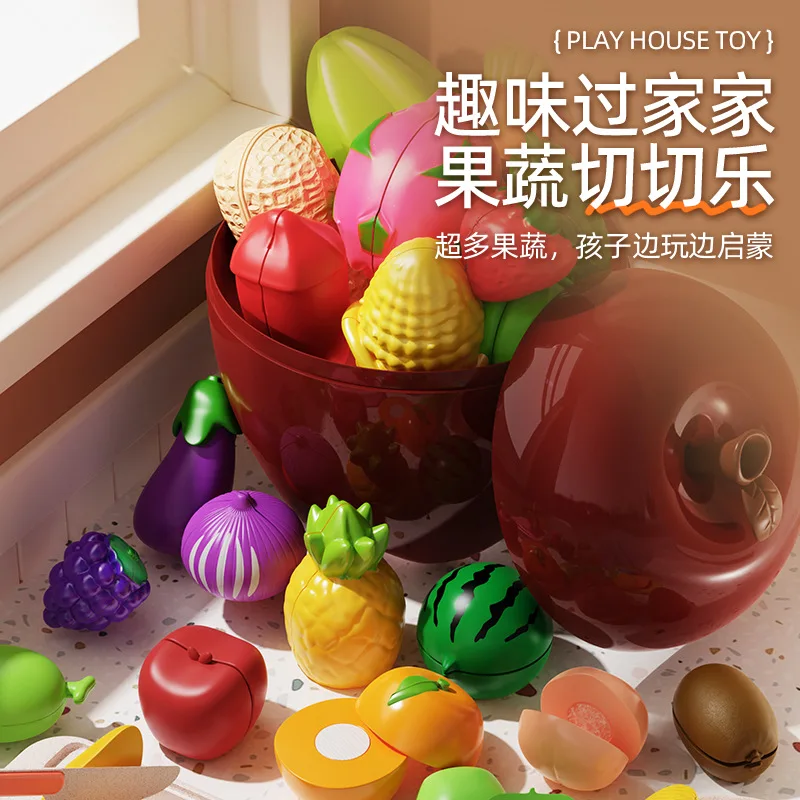 

Fruit Checker Kitchen Cutting Vegetables Fruit and Vegetable Set Baby Fun Play House Toy Big Apple Storage