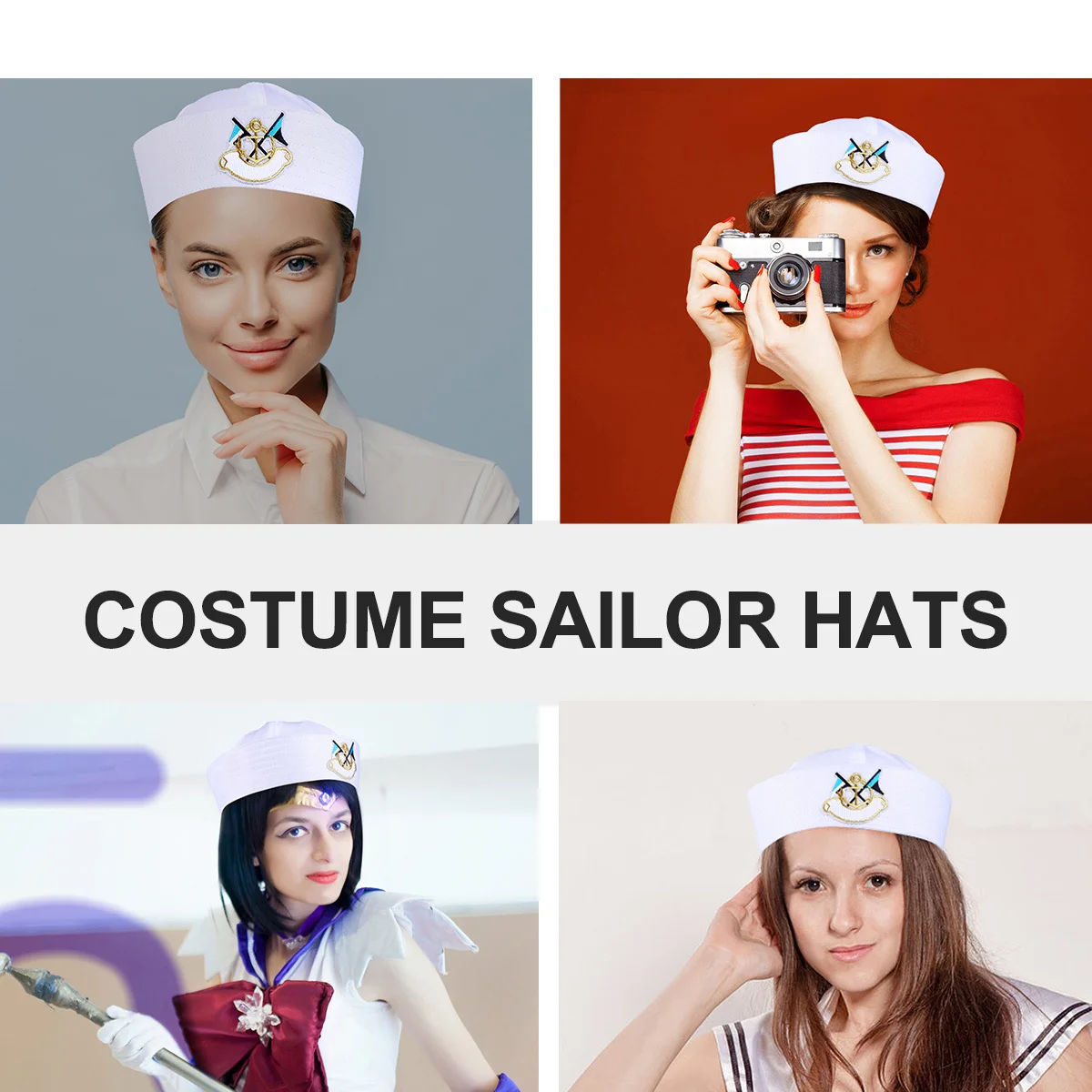 

1Pcs White Navy Sailor Hat Adult Quality Material Durable for Cosplay Party Stage Performance Sailor Hats Yacht Hat