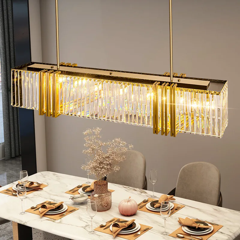 Rectangular Dimmable LED Silver Gold Black Chandelier Lighting Lustre Hanging Lamps Suspension Luminaire Lampen For Dinning Room