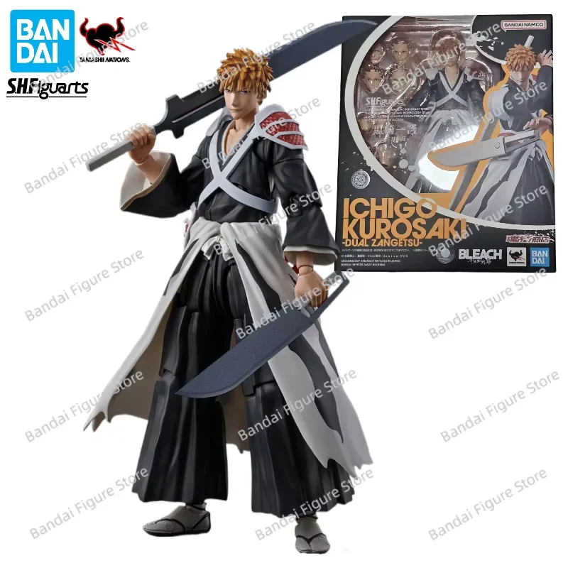 In Magazzino Bandai SHFiguarts SHF Kurosaki Ichigo Dualzangetsu BLEACH Anime Action Figure Giocattolo Regalo Modello Collezione Hobby