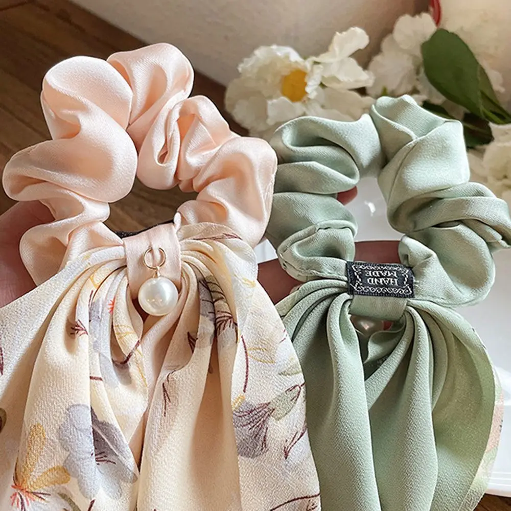 Fee Elegante Parel Mooie Schattige Bloem Lint Haar Stropdas Vrouwelijk Haar Touw Koreaanse Stijl Haar Touw Ruches Scrunchies