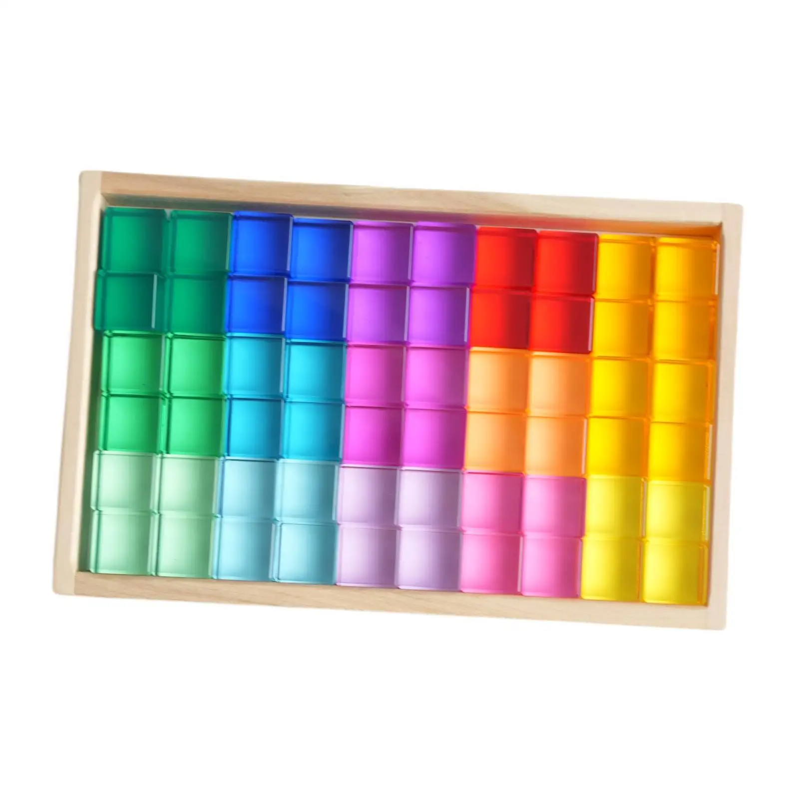 60 Stuks Regenboog Acryl Blokjes Blokken Leren Stapelen Spel Doorschijnend