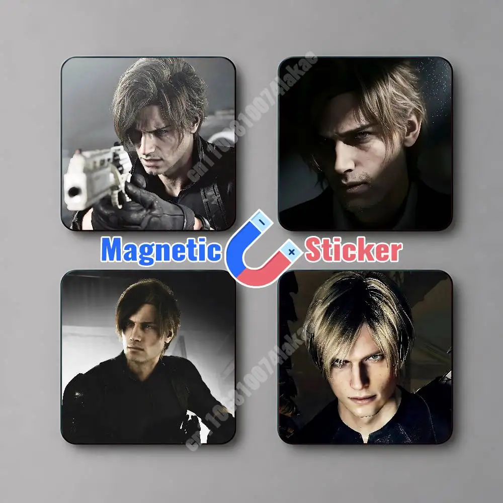 R-Resident Evil-S Leon Scott Kennedy Magnetic Sticker Reflective Fridge Decal for Metal Surfaces Magnet Sign