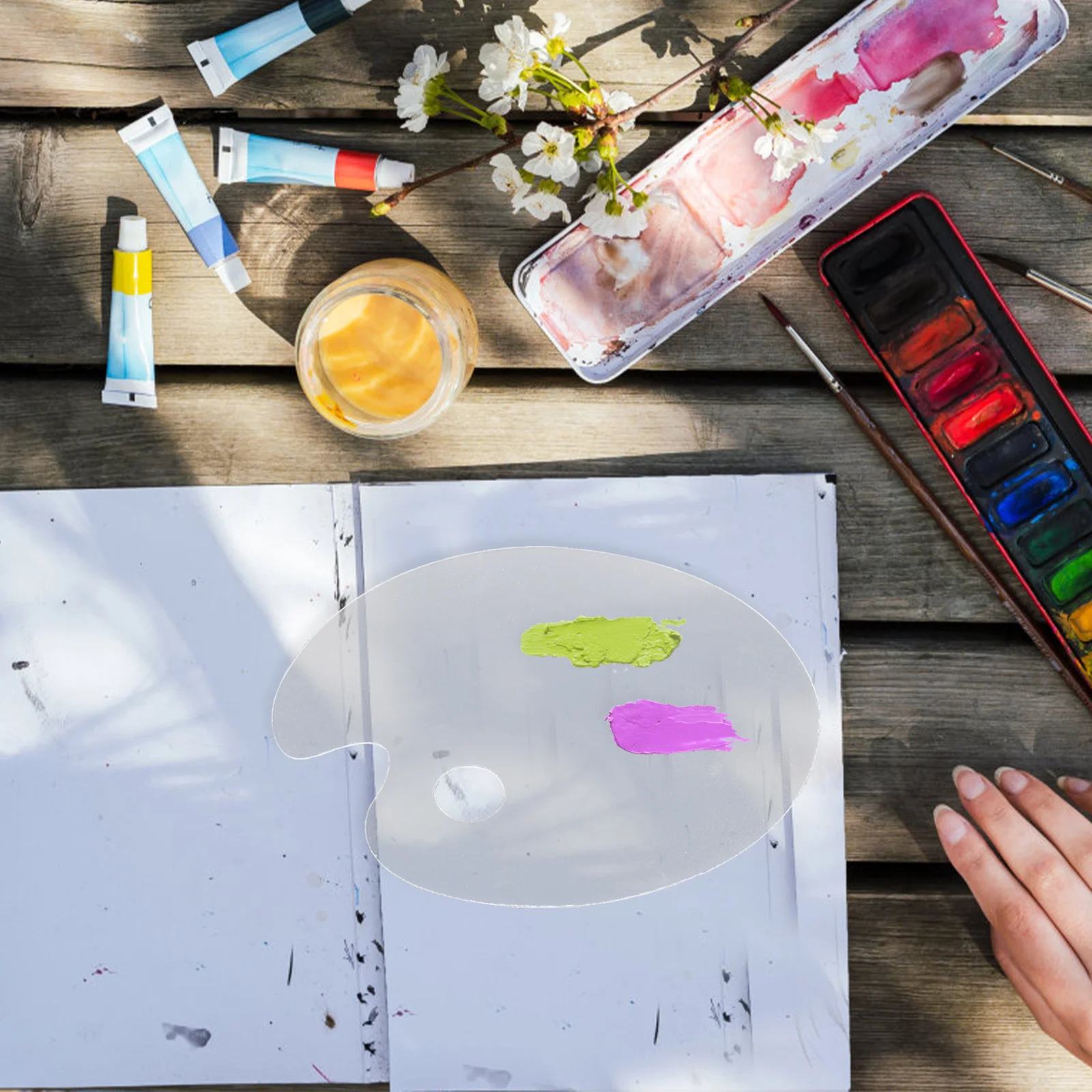 

3pcs Paint Tray Acrylic Diy Painting Plate Pigment Holder For Artists Watercolor Oil Gouache Color Mixing Board Stain Resistant