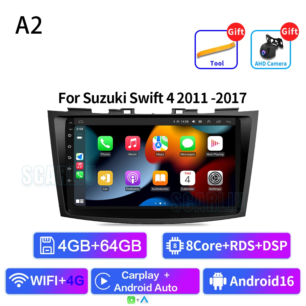 Android 16 Autoradio Stereo Voor Suzuki Swift 4 2011 2012 2013 2014-2017 Multimedia Video Player Carplay auto Audio Stereo GPS