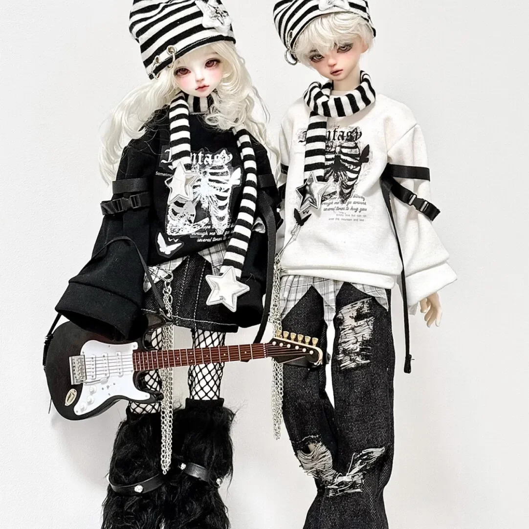

1/4 Doll's Clothes Suit for 45cm Bjd Doll Black White Clothing Girl Toys Dress Up Play House Fashion Doll Accessories, No Doll