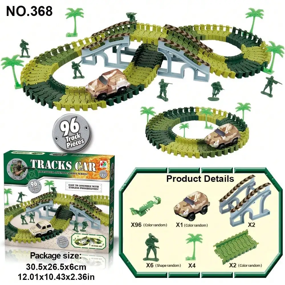 Magic Glowing Race Cars, Police Jeep Electric Toys, LED Race Track Set, Kids Car Parts, Birthday Gift for Boys & Girls