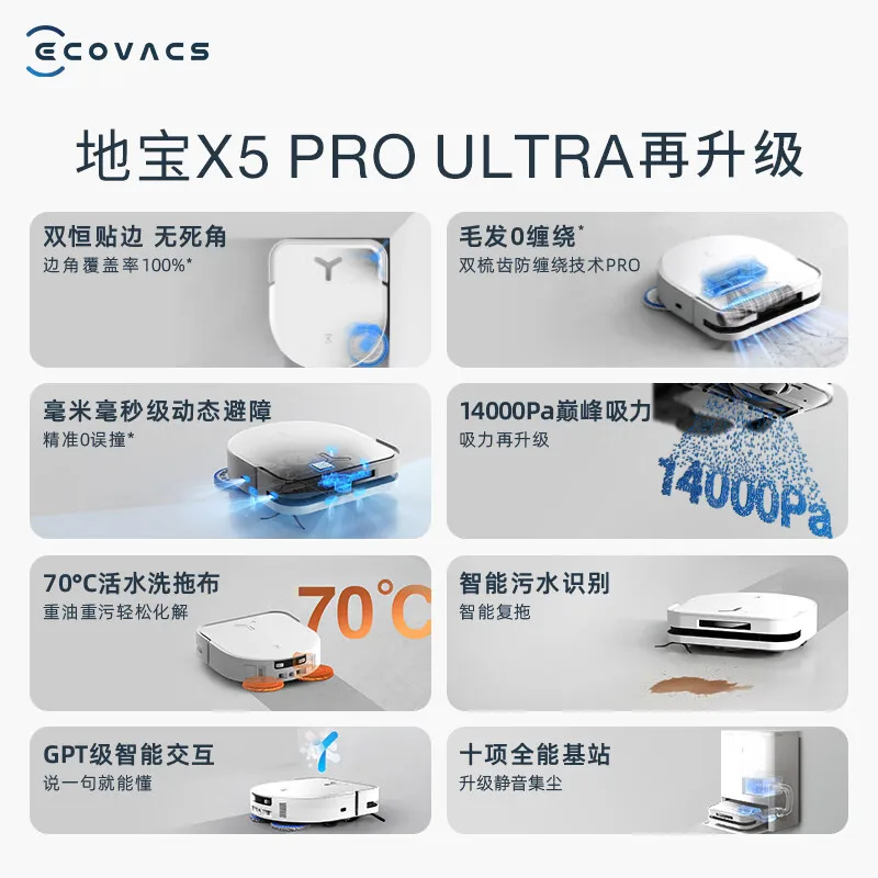 Ecovacs X5 Pro Ultar global universal sweeping robot integrates dust collection, sweeping, mopping and self-cleaning intelligent