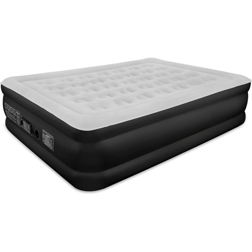 Air Mattress with ComfortCoil Technology & Built-in High Capacity Pump for Home & Camping- Double Height, Adjustable