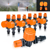 10PCS 180° 360° Adjustable Watering Sprinkler Micro Drip Irrigation System Nozzle 1/4'' Garden Patio Greenhouse Spray 0-80L/h