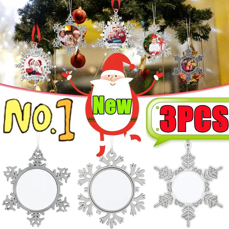 إطار صور الكريسماس مع دلاية ندفة الثلج ، حامل صور معلق على شجرة الكريسماس ، مكبس حراري ، ديكور المنزل ، 3: 1