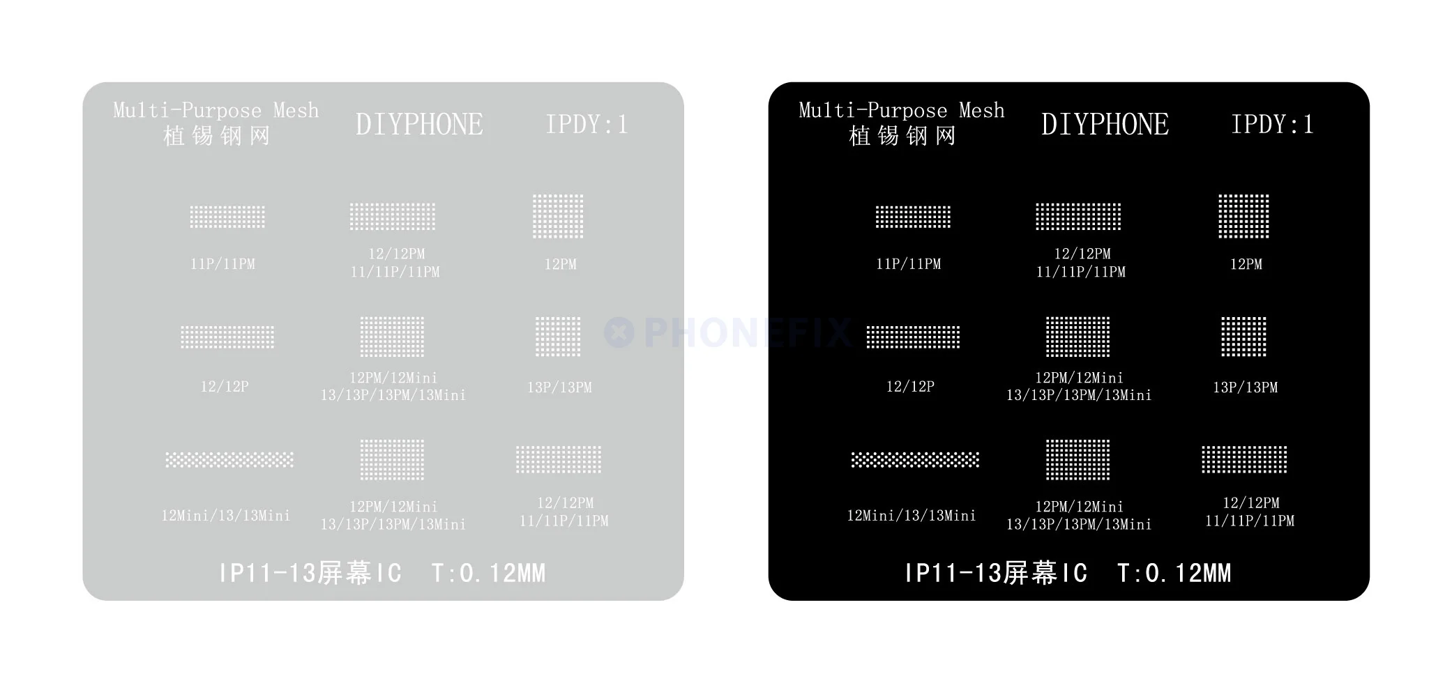DIYPHONE-pantalla LCD de 0,12 MM, protección IC, BGA, plantillas Reballing para iPhone 11, 12 Pro, 13 Pro Max, protección de Chip de pantalla, red de acero