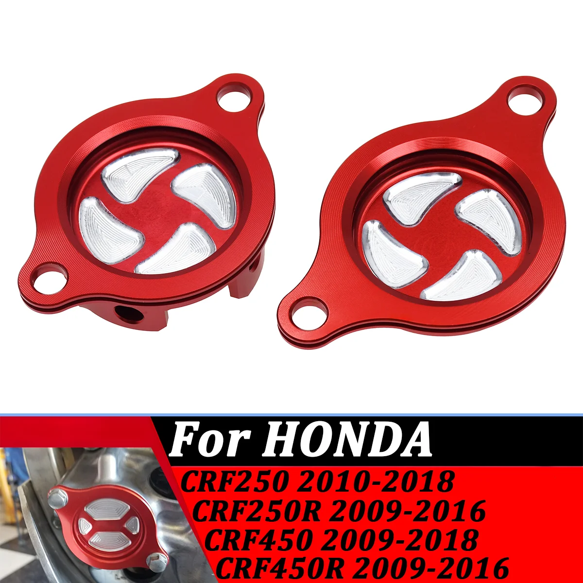 

Motorcycle CNC Aluminum Engine Red Oil Filter Cap Cover For Honda CRF250 2010-1018 CRF250R CRF450R 2009-2016 CRF450 2009-2018